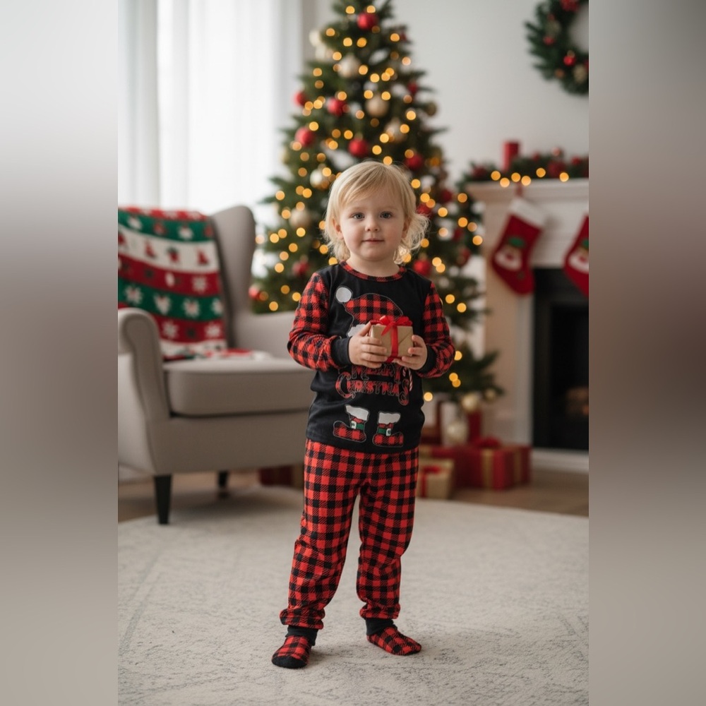 Cozy Christmas Kids Pajama Set - Red and Black Checkered